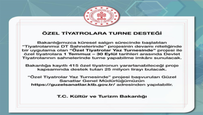 ÖZEL TİYATROLARA TURNE DESTEĞİ