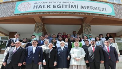 Emine Erdoğan, Kızılcahamam’da Halk Eğitim Merkezi’ni ziyaret etti