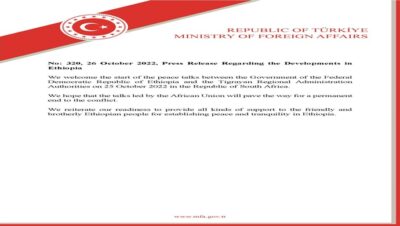 Press Release Regarding the Developments in Ethiopia