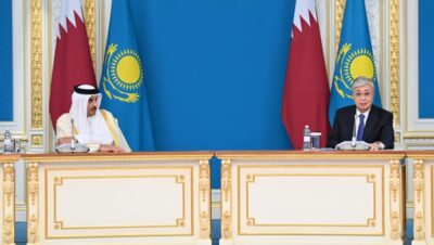 Kassym-Jomart Tokayev and Tamim bin Hamad Al-Thani held a media briefing